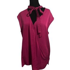 Theory Silk Blend Wrap Tie-Neck Blouse Pink Size Medium